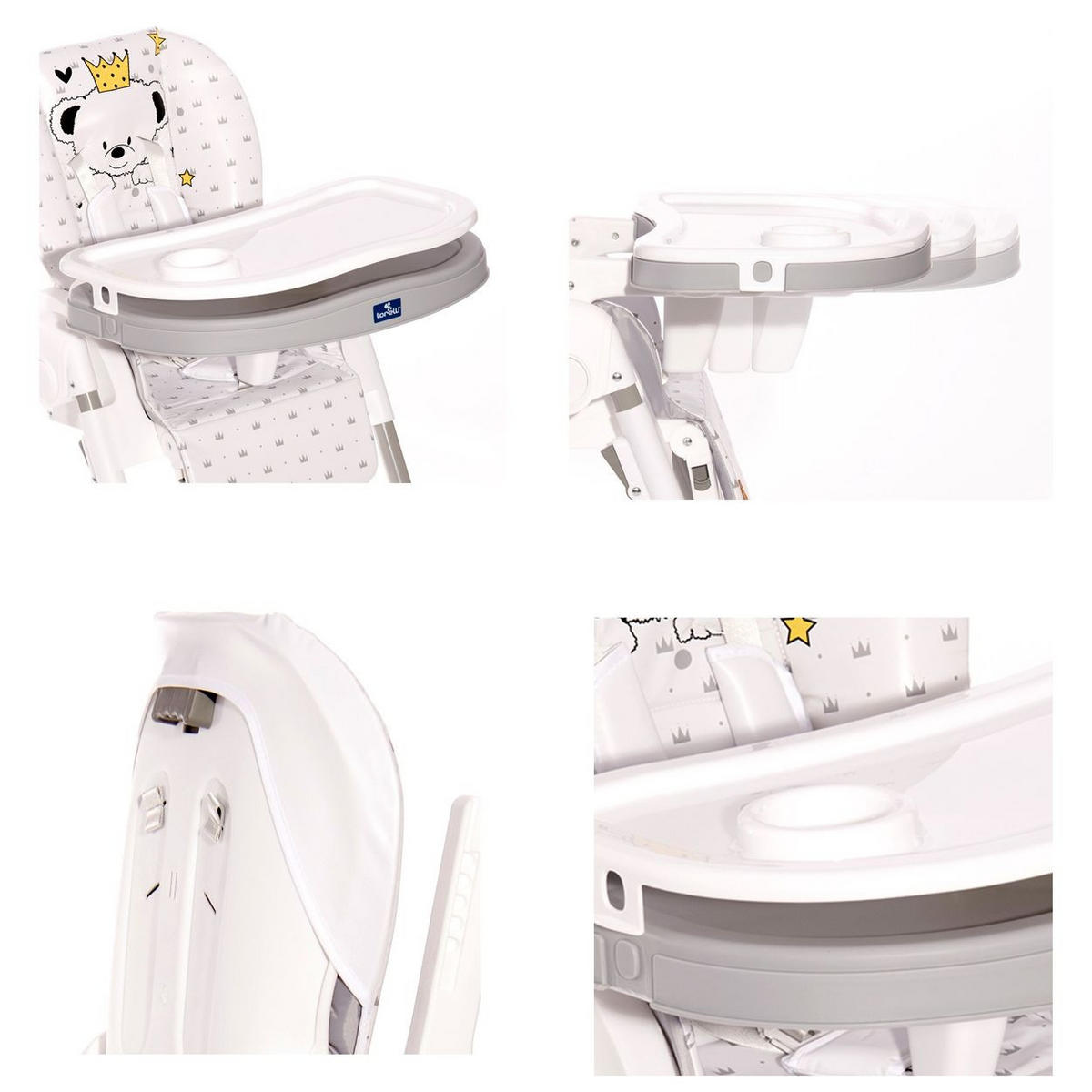 KINDERHOCHSTUHL Felicita weiß faltbar, verstellbar, 5-Punkt-Gurt, 2 Räder - Weiß, Kunststoff (54/105/78cm) - Lorelli