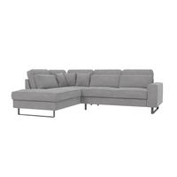 ECKSOFA Zuri Hellgrau Samt - Hellgrau/Schwarz, Holz/Kunststoff (290/231cm) - S-Style Möbel