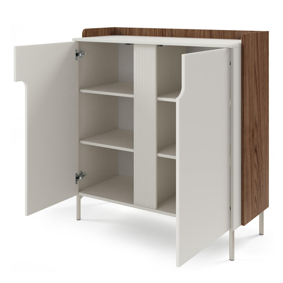 KOMMODE Positivo, Hochkommode mit 2 Türen, 103 cm, Alba-Nuss + Kaschmir - Nussbaumfarben, Holzwerkstoff (103/110/42cm) - Beautysofa