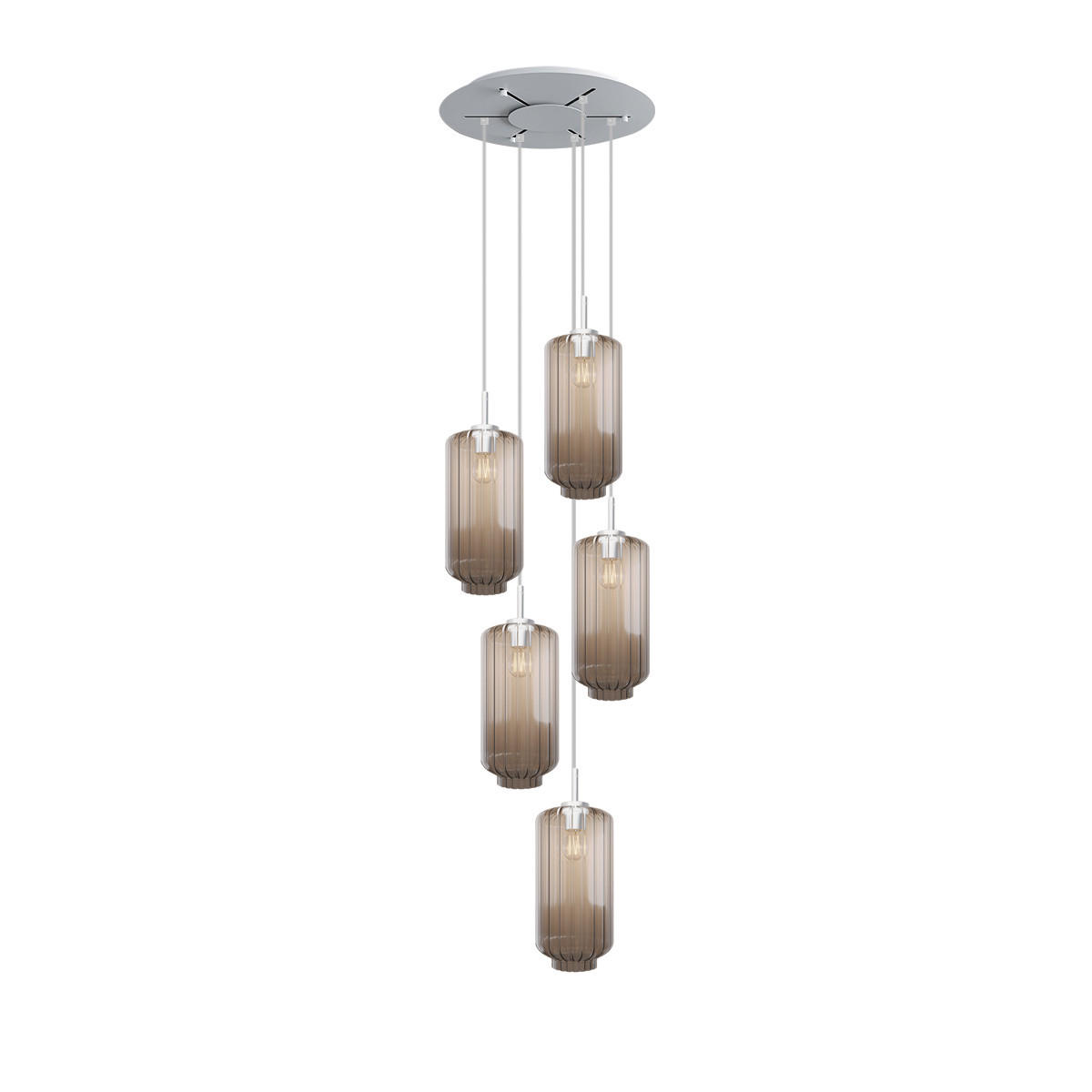 GALERIELEUCHTE Velo 5-flammig Klar Ø 18cm - Klar/Weiß, Glas (18/18/33cm) - s.luce