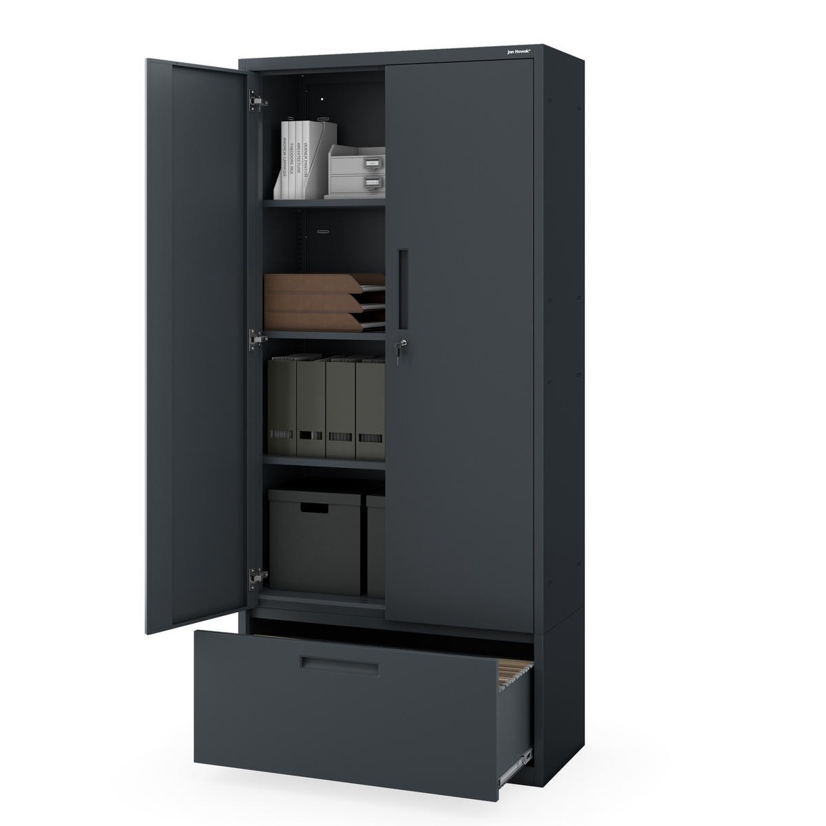 METALLSCHRANK Megan - Anthrazit, Metall (90/195/40cm)