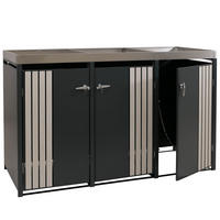 MÜLLTONNENBOX 3er mit Pflanzkasten HxBxT 125x196x84cm Anthrazit Holzoptik hell - Anthrazit, Metall (196/125/84cm) - PROREGAL