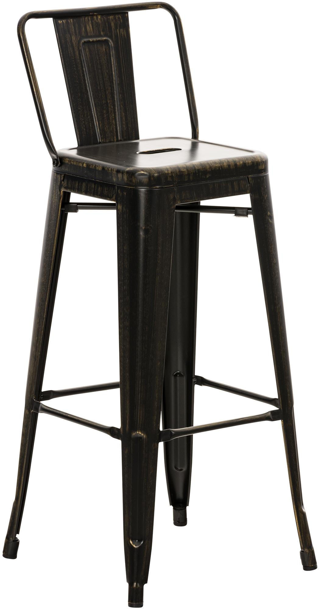 BARHOCKER Metall schwarz-gold - Eukalyptusholzfarben/Goldfarben, Metall (44/96/43cm) - CLP