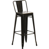 BARHOCKER Metall Schwarz-Gold - Eukalyptusholzfarben/Goldfarben, Metall (44/96/43cm) - CLP
