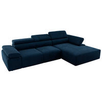 ECKSOFA RILASSO L Dunkelblau Velvet - rechts - Schwarz/Dunkelblau, Kunststoff/Textil (174/296cm) - MKS