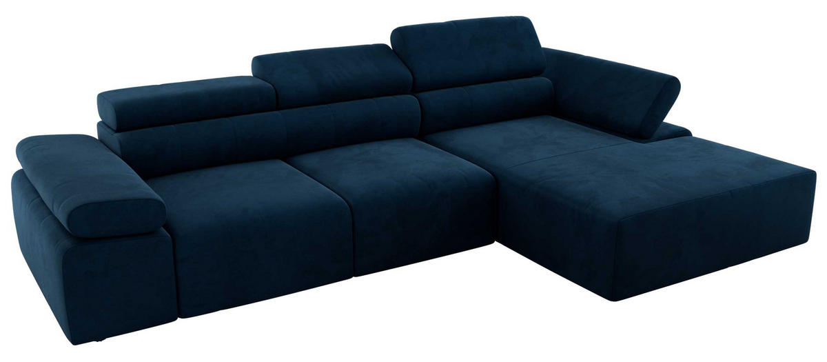 ECKSOFA RILASSO L Dunkelblau Velvet - rechts - Schwarz/Dunkelblau, Kunststoff/Textil (174/296cm) - MKS