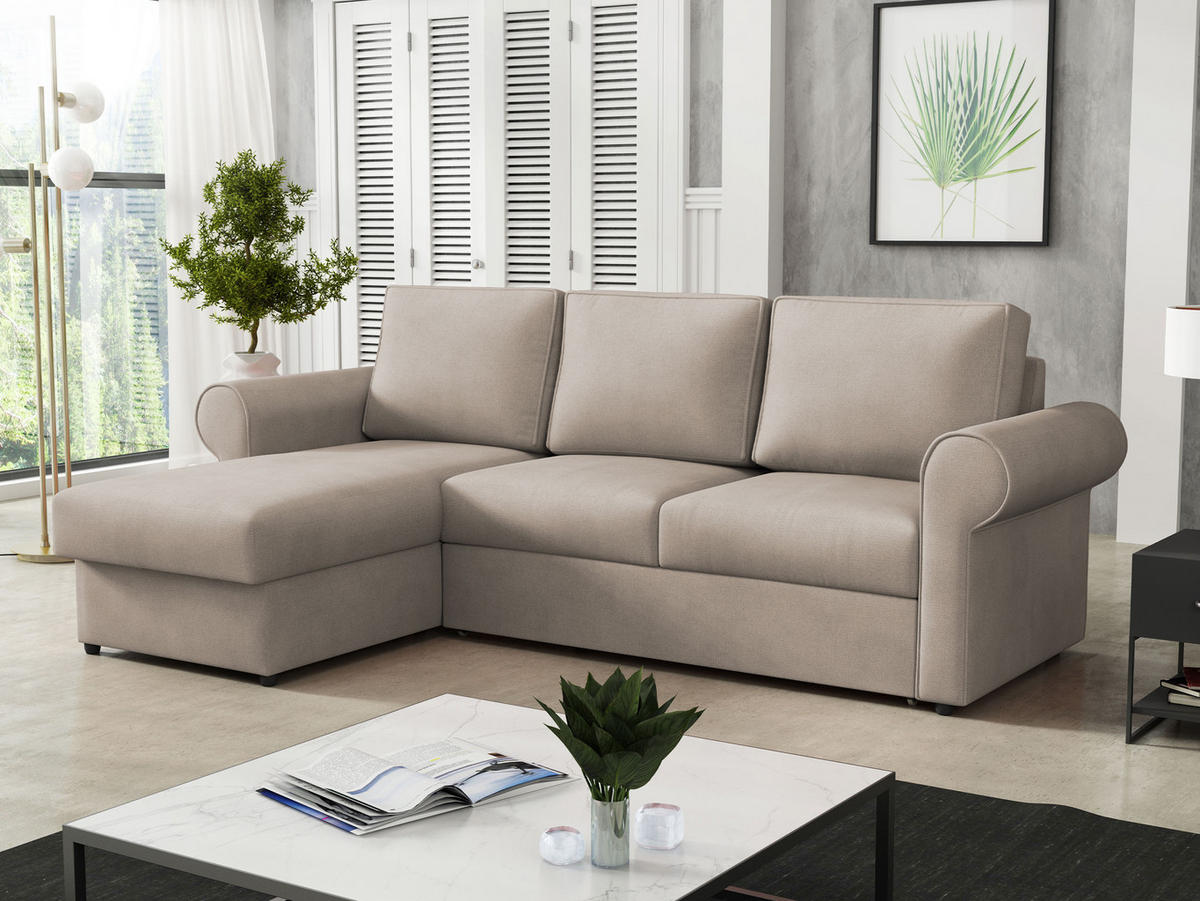 ECKSOFA Monaco - Beige/Schwarz, Holz/Textil (246/155cm) - MIRJAN24