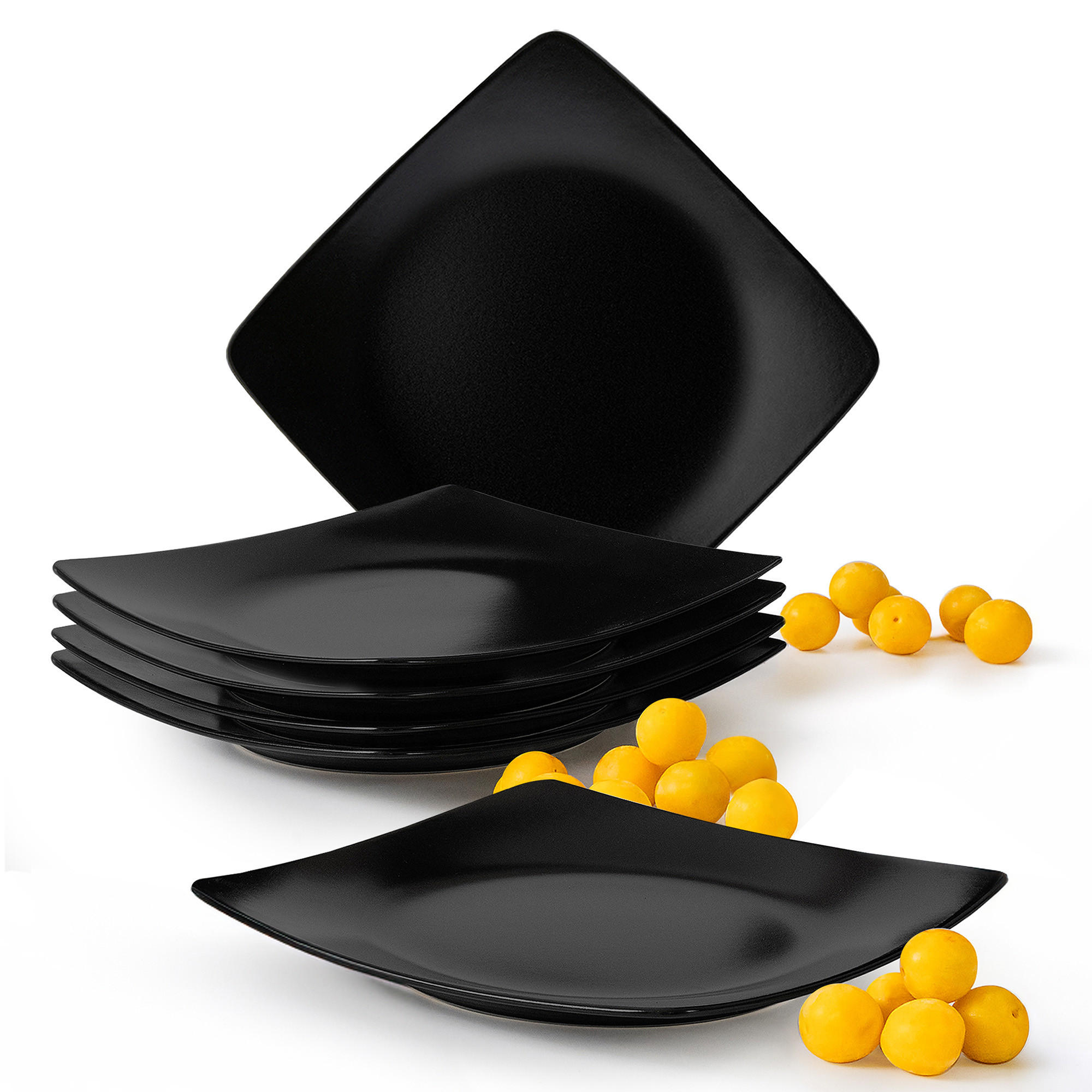 TELLERSET EPIRI Dessertteller 6 Personen 6-tlg - Schwarz, Keramik (21cm) - KONSIMO®