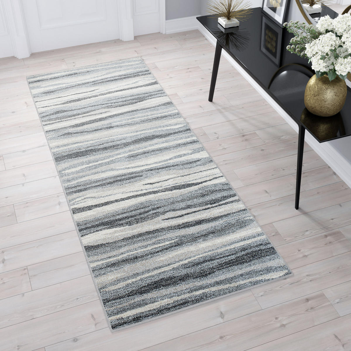 TEPPICHLÄUFER SARI grau abstrakt 70/500 cm - Grau, Textil (70/500cm) - Tapiso