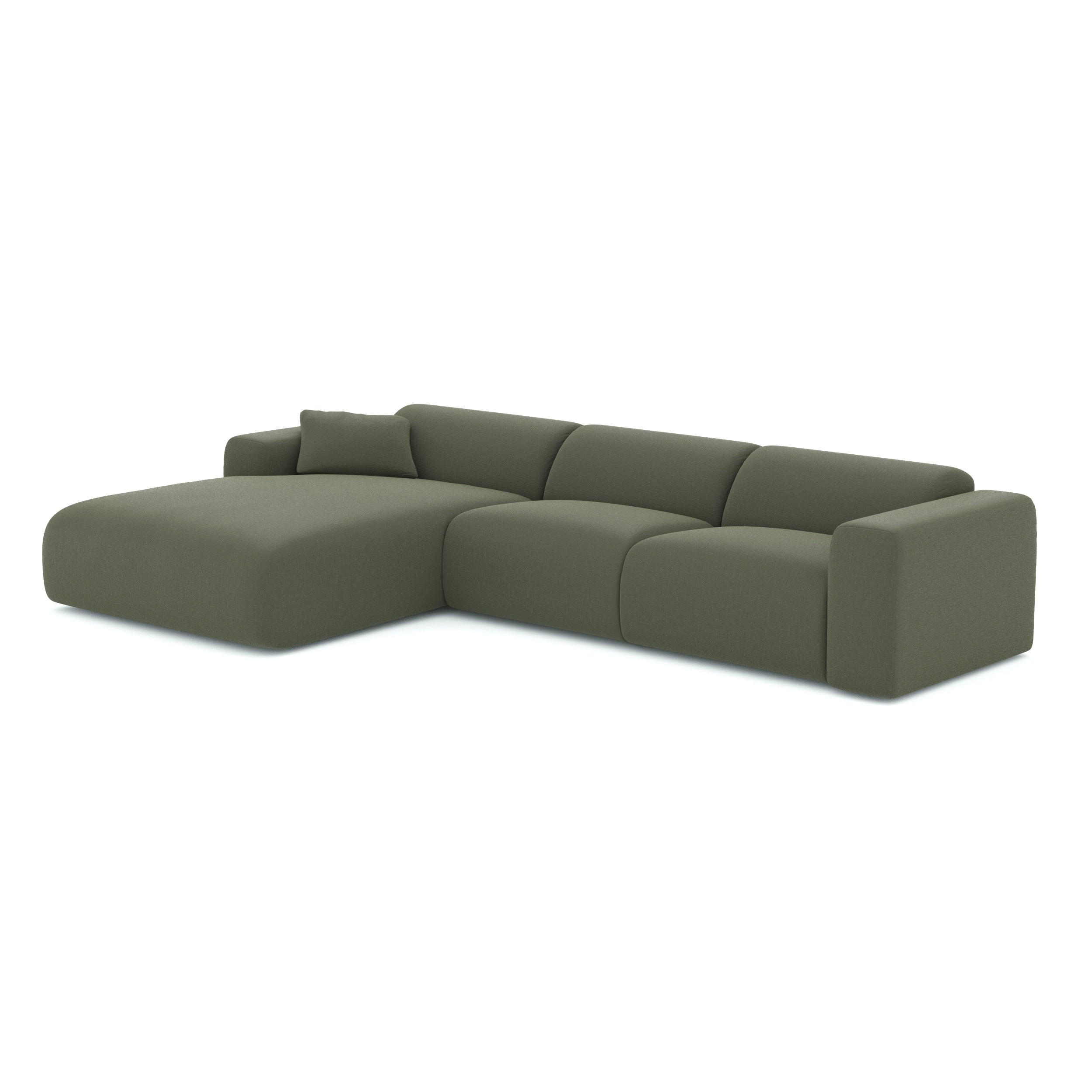 SOFA große Ecke links Tissu tramé Olivgrün 280cm - Olivgrün/Grün, Textil (165/280cm) - Sia Home