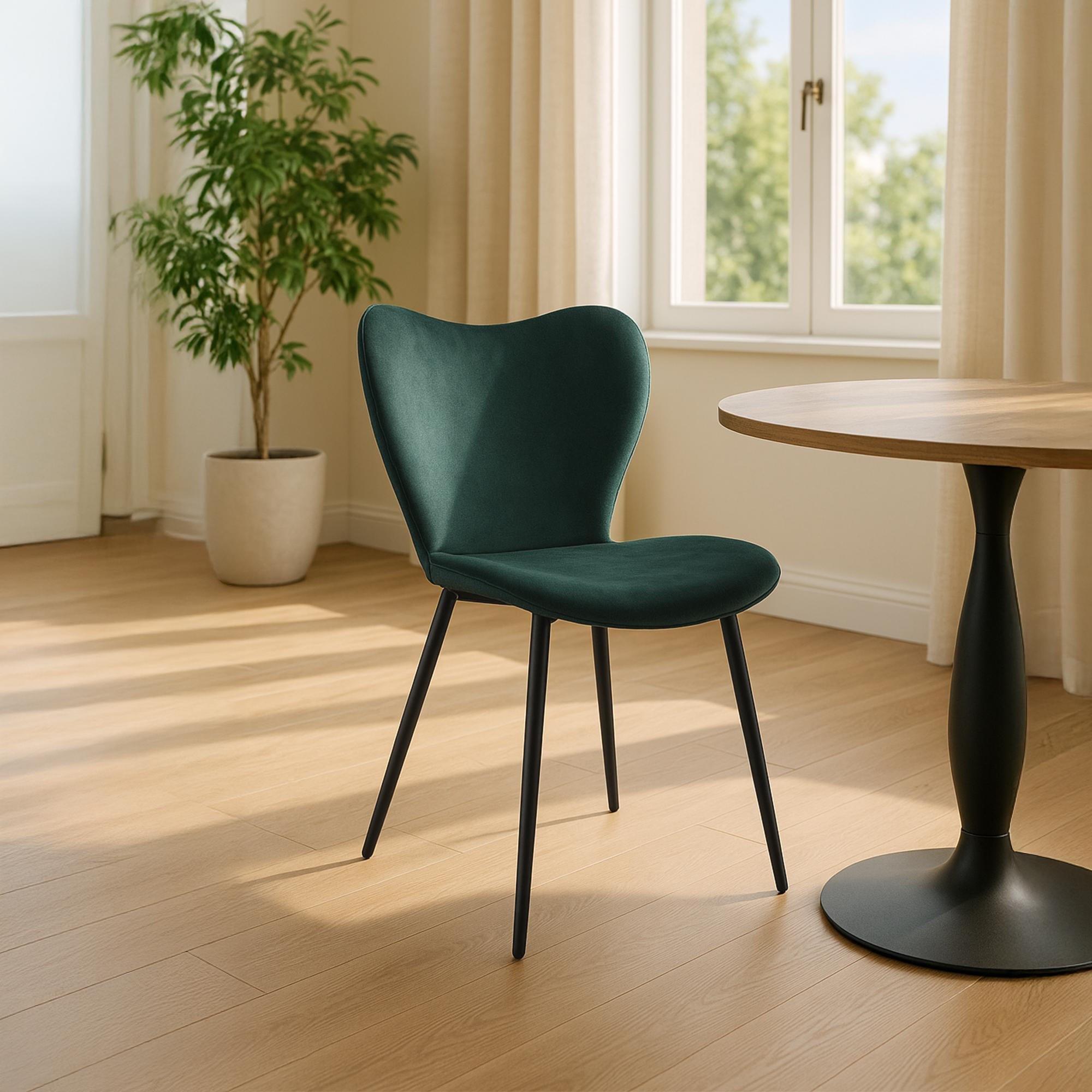 ESSZIMMERSTUHL Samt Grün - Schwarz/Grün, Textil/Metall (50/80/58cm) - CLP