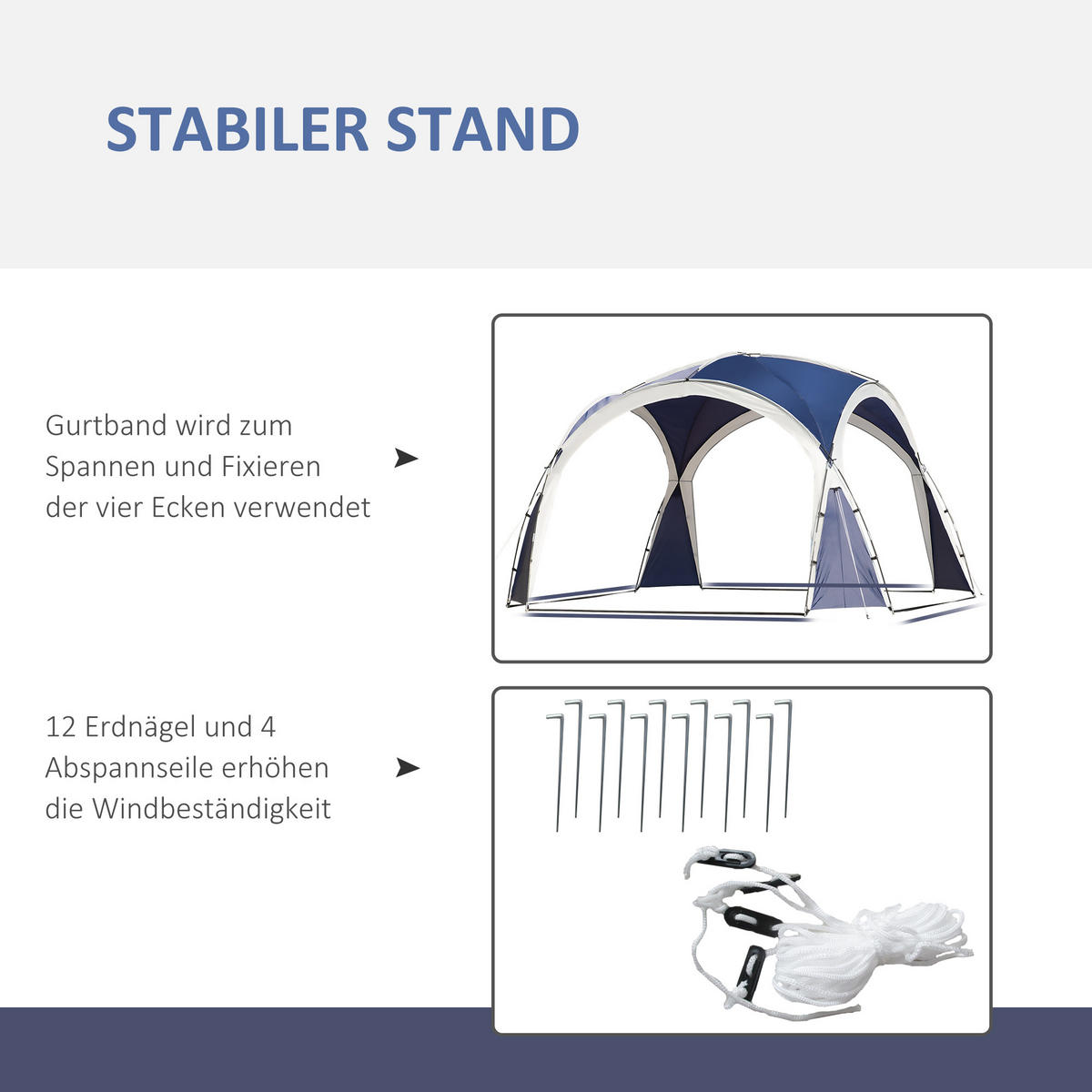 GARTENZELT Blau, Polyesterstoff - Blau, Kunststoff (350/350cm) - Outsunny