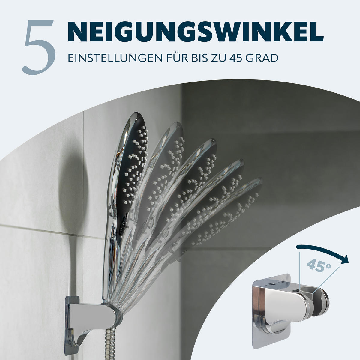 HANDBRAUSE, inkl. Schlauch und Halter, Strahlscheibe schwarz - Schwarz, Kunststoff (3cm) - eluno