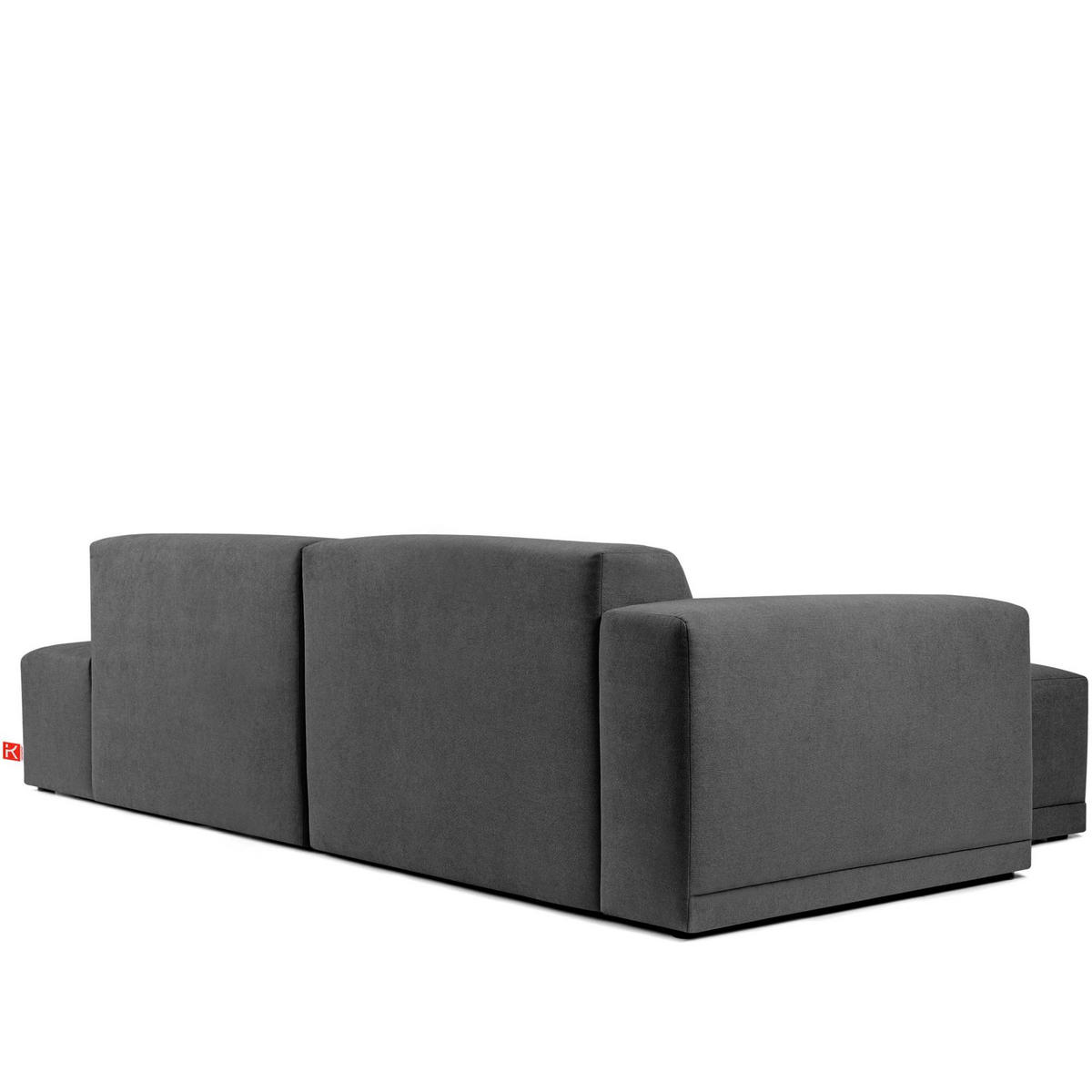 ECKSOFA LINKS MUDI in moderner Optik mit hochwertigem Kaltschaum, Cord-Stoff, Dunkelgrau - Dunkelgrau/Schwarz, Textil (280/160cm) - KONSIMO®