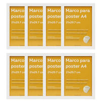 RAHMEN Set mit 8 aus MDF und Acrylglas Schutz und Aussteller für Fotografien, Bilder, Poster, Gemälde, Dekoration für Haus Farbe Weiß A4 - Weiß, Holz (21/3/29.7cm) - Nacnic