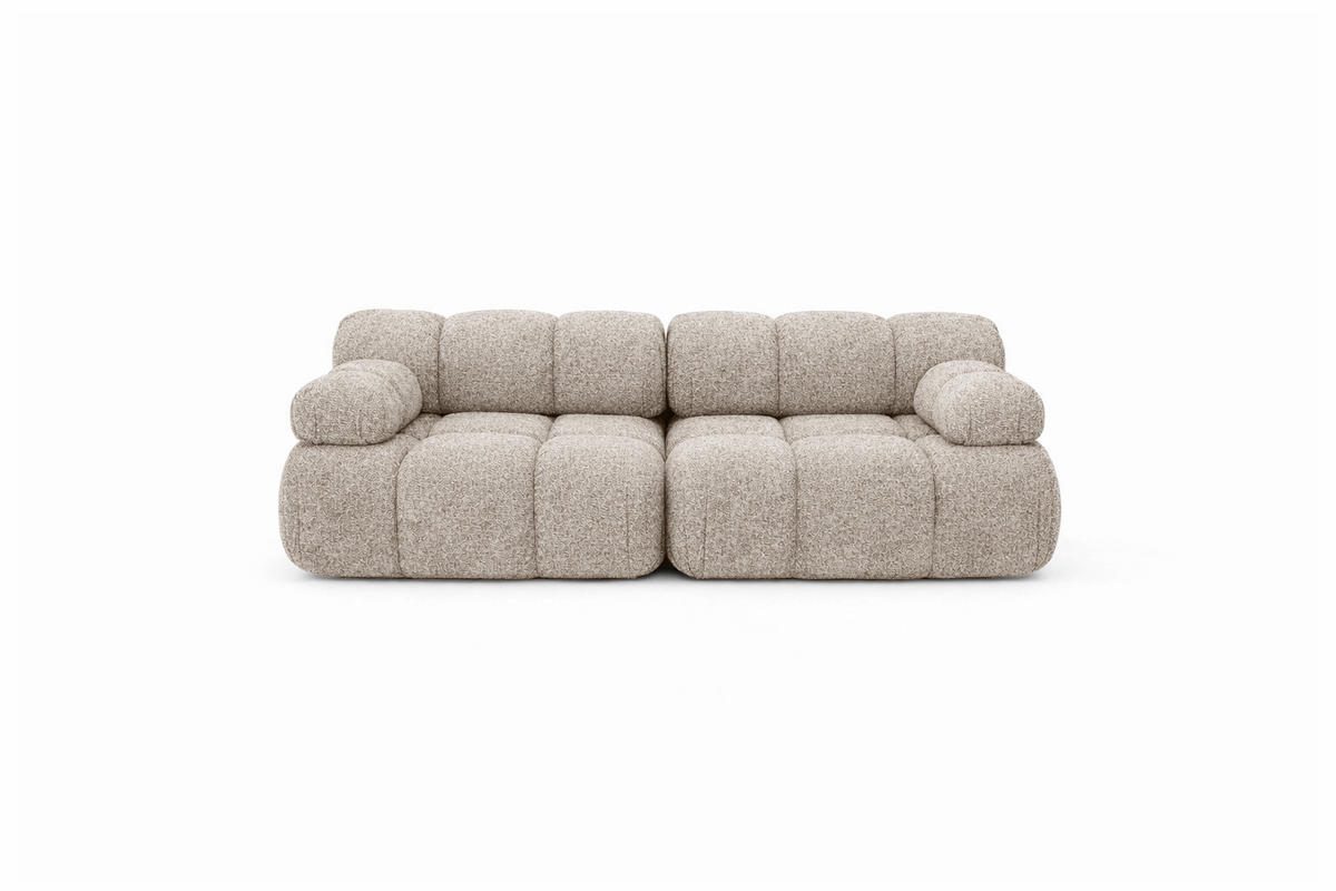 COUCH, 2-Sitzer Modular, Bouclé-Stoff Abriamo, Beige, Selia - Beige, Holz (190/70/95cm) - Kaiser Möbel