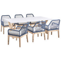 GARTENMÖBEL-SET 6-Sitzer Marineblau Olbia - Hellblau, Holz - Beliani