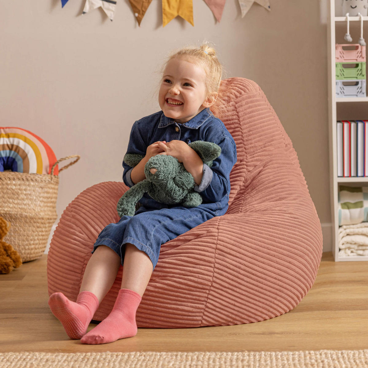 SITZSACK für Kinder Sessel aus Cord 2-tlg. - Pink, Textil (69/59/65cm) - icon