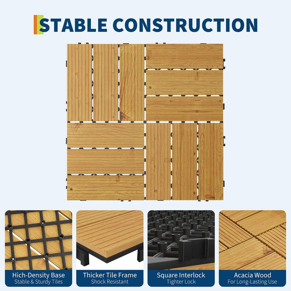 TERRASSENFLIESE 30x30 cm 22-teilig, Braun - Gelb, Holz (30/30/2cm) - Kaket