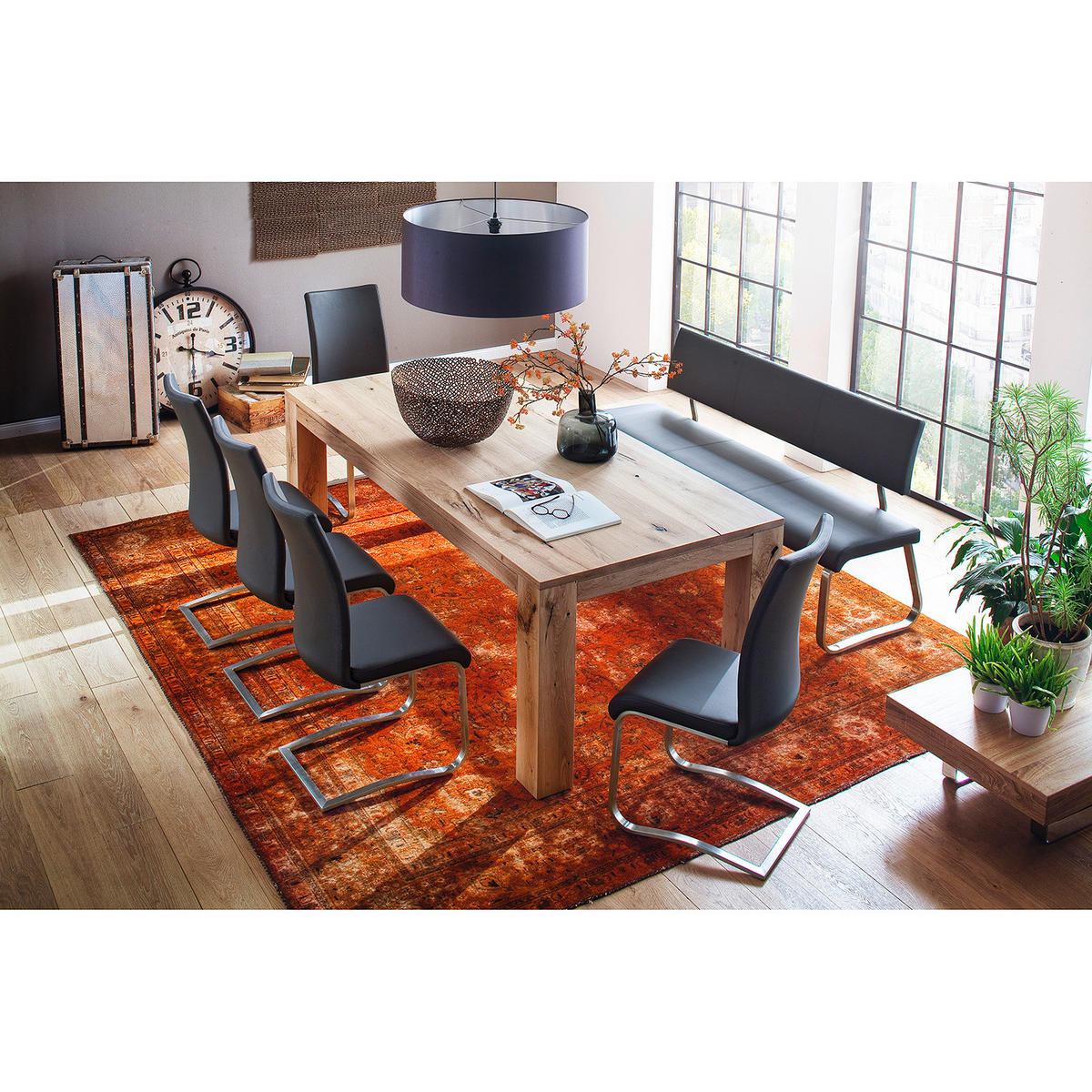 SITZBANK - Metall / Kunstleder - Schwarz, Kunststoff/Metall (175/86/59cm) - home24