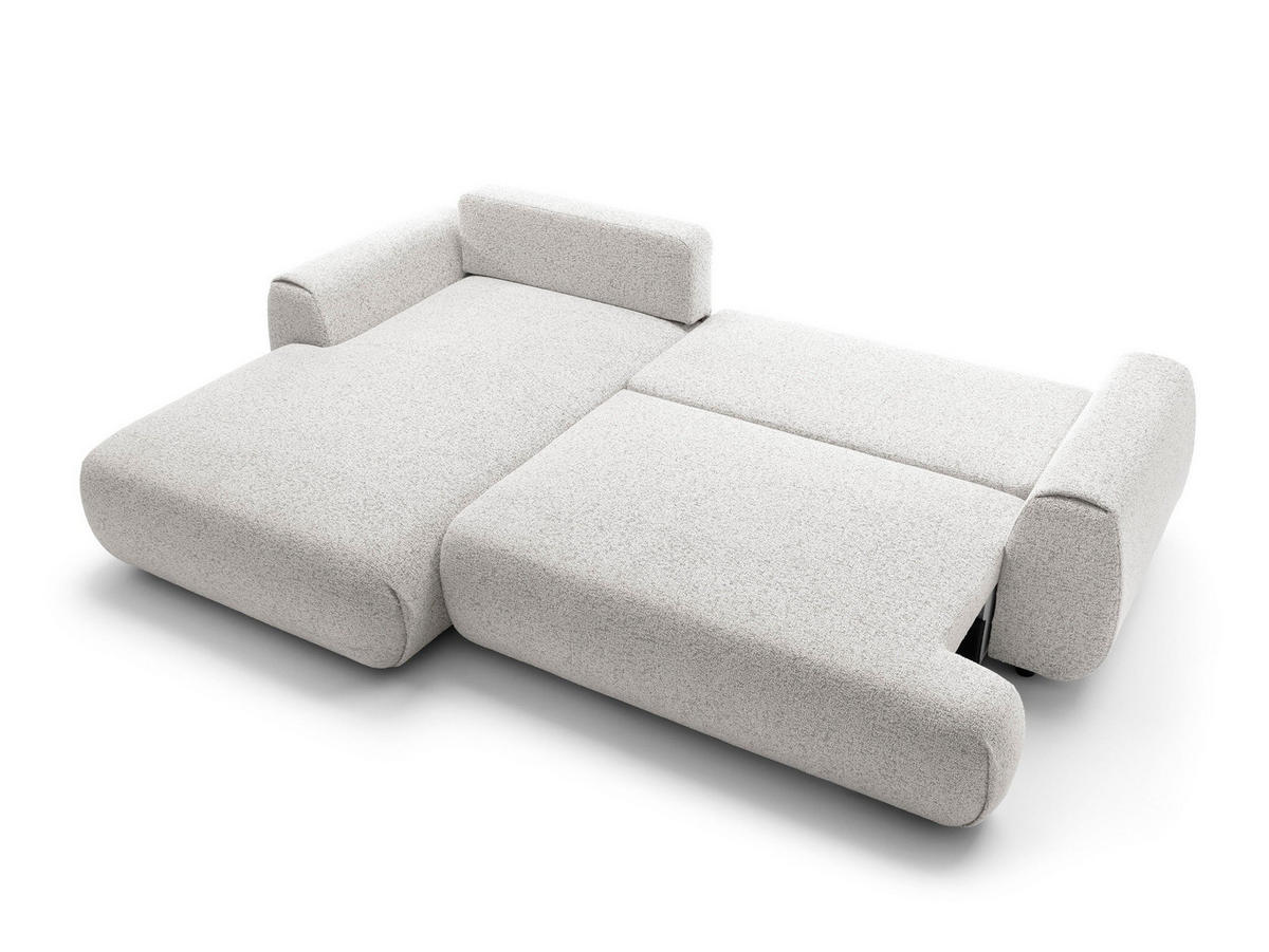 ECKSOFA ZEST Grau Geflochtener Stoff mit Schlaffunktion - Grau, Holz (270/167cm) - MASSENO
