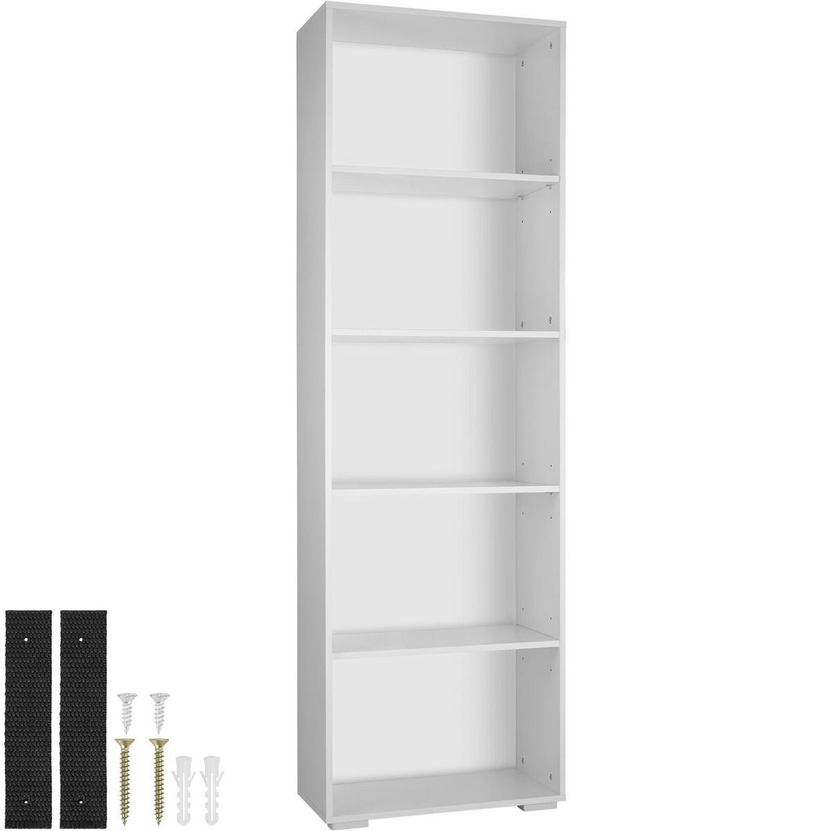 BÜCHERREGAL Lexi,60 x 30 x 190 cm,weiß - Weiß, Holz (30/190/60cm) - tectake