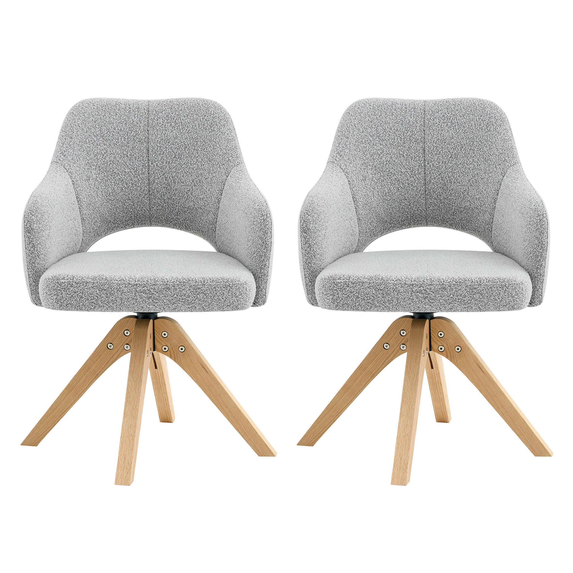 ESSZIMMERSTÜHLE 2er-Set Drehbar Stoff Massivholz - Hellgrau, Textil (45/85/48cm) - Urban Meuble