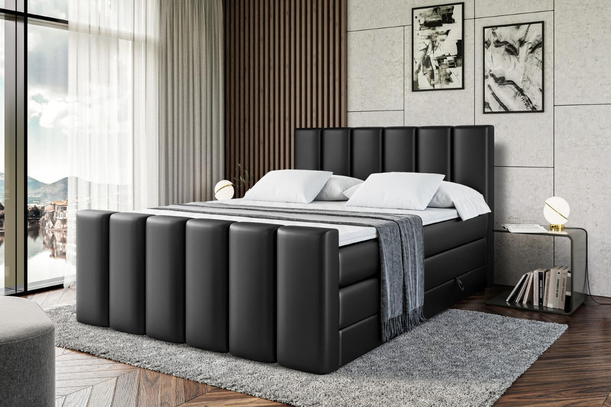 BOXSPRINGBETT BOXI1-Z KING - 200x200 - H3/H4 - Schwarz Hochglanz - Schwarz Hochglanz, Holzwerkstoff (200/200cm) - ALTDECOR