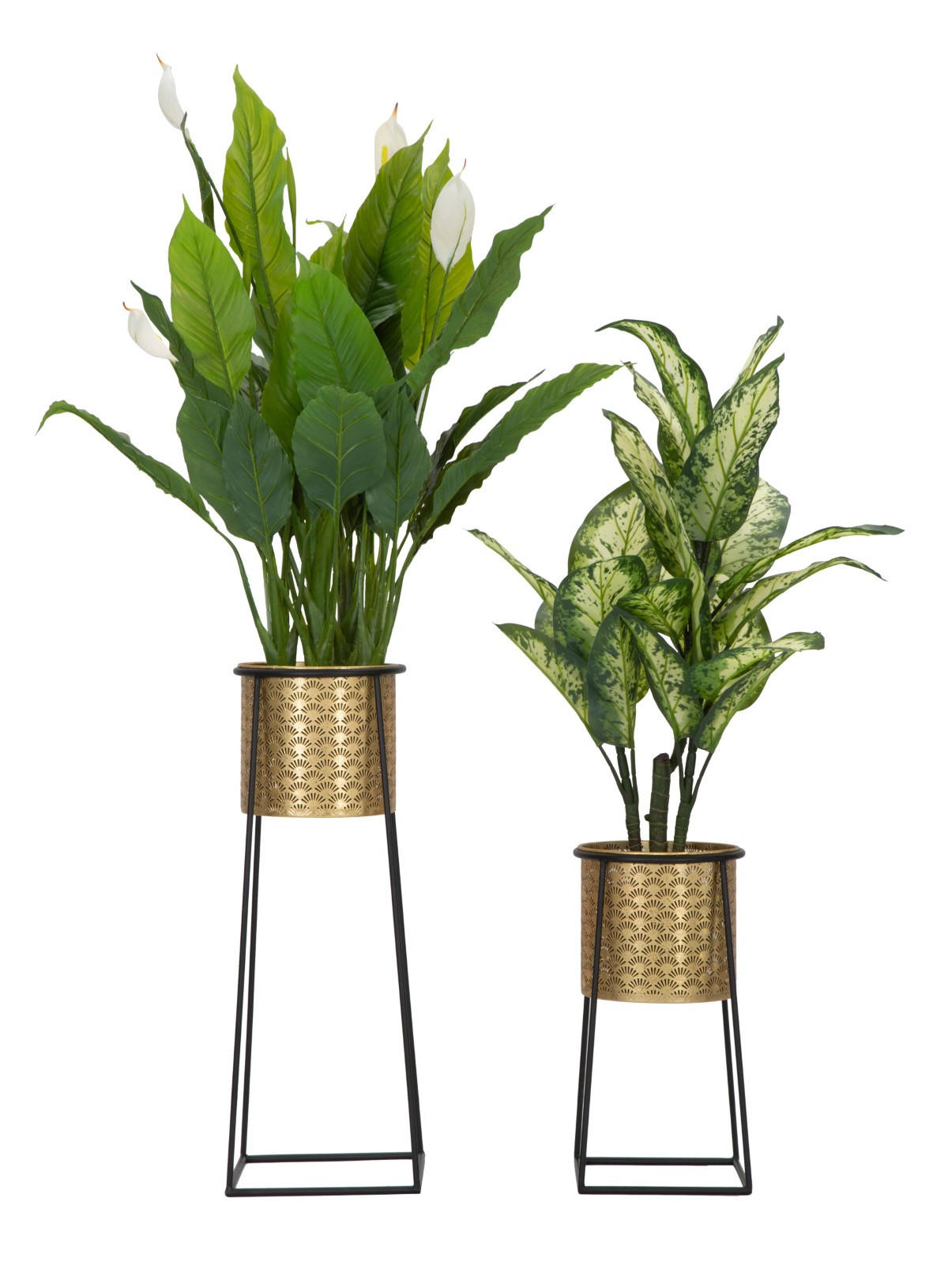 BLUMENTOPF Durchbrochen mit Ständer - Goldfarben, Metall (26/70cm) - Mauro Ferretti