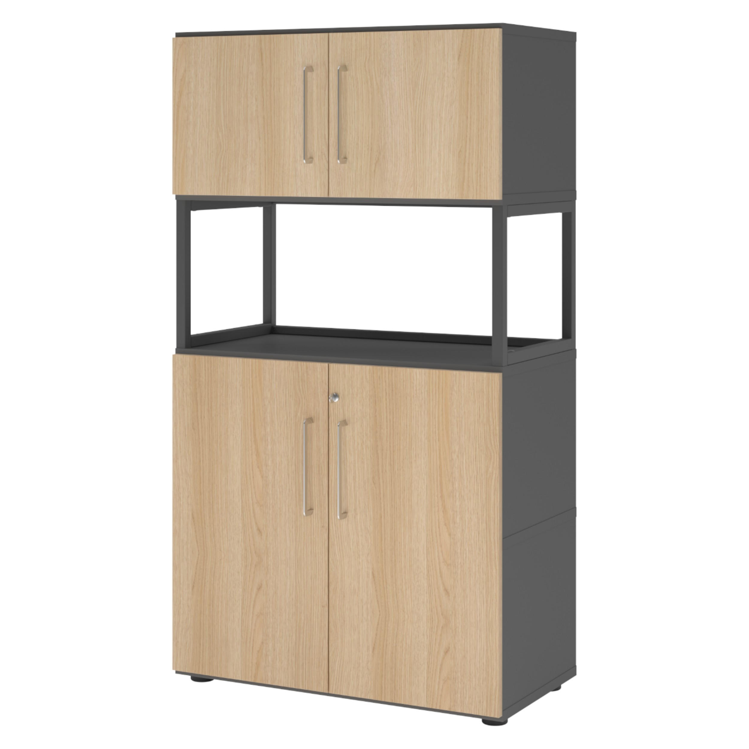 bümö Aktenschrank Graphit, Eiche 80x145.2x41.7 cm