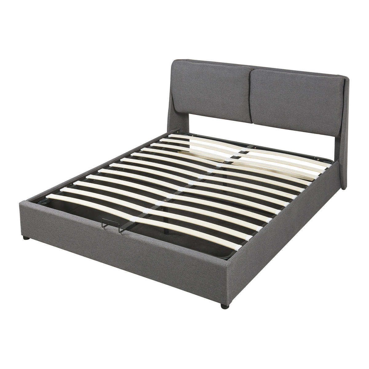 POLSTERBETT Lunner - Dunkelgrau, Holzwerkstoff/Kunststoff (160/200cm) - [en.casa]