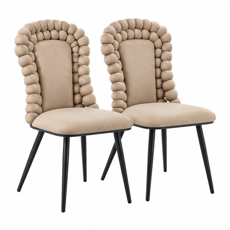 ESSZIMMERSTÜHLE 2er-Set Samt Camel mit hoher Rückenlehne und Metallbeinen - Braun, Metall (51/95/47cm) - Meubliv