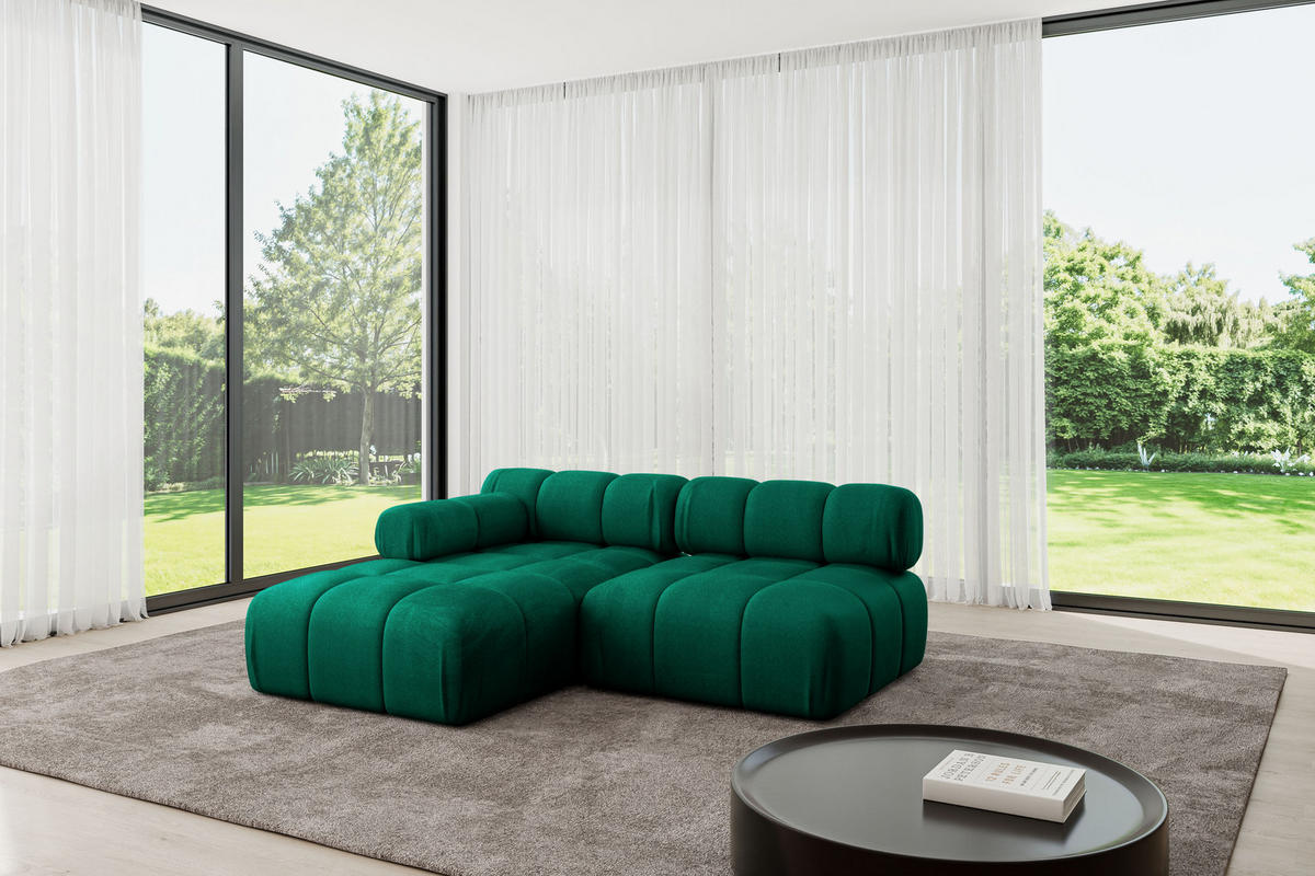 ECKSOFA modulares Sofa Razon-L1 - 190x160x70 cm Dunkelgrün Velours - Dunkelgrün, Holzwerkstoff/Textil (190/160cm) - ALTDECOR