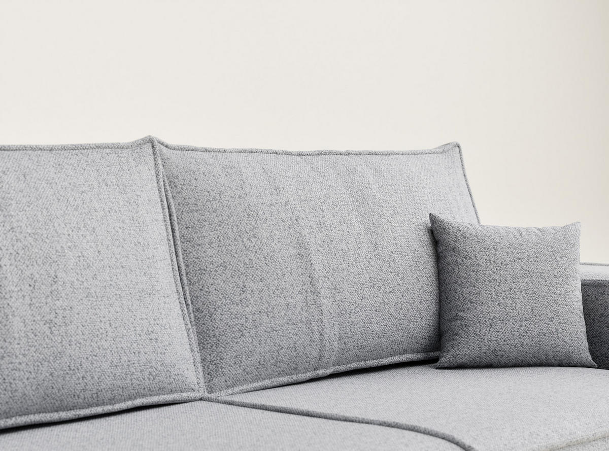 SOFA MIT SCHLAFFUNKTION Milos Hellgrau Webstoff - Hellgrau/Schwarz, Holz/Holzwerkstoff (255/70/105cm) - Maison de Reve