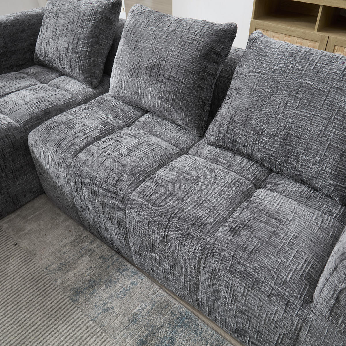 ECKSOFA 250x158cm Grau - Grau, Textil (37/38.5cm) - Raelunyi