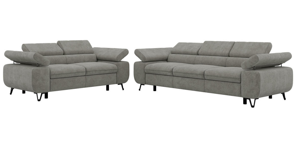 SEDACÍ SOUPRAVA PETER 2+3 - Šedá Strukturovaná látka - šedá/černá, kov/textil (262/76/99cm) - MKS