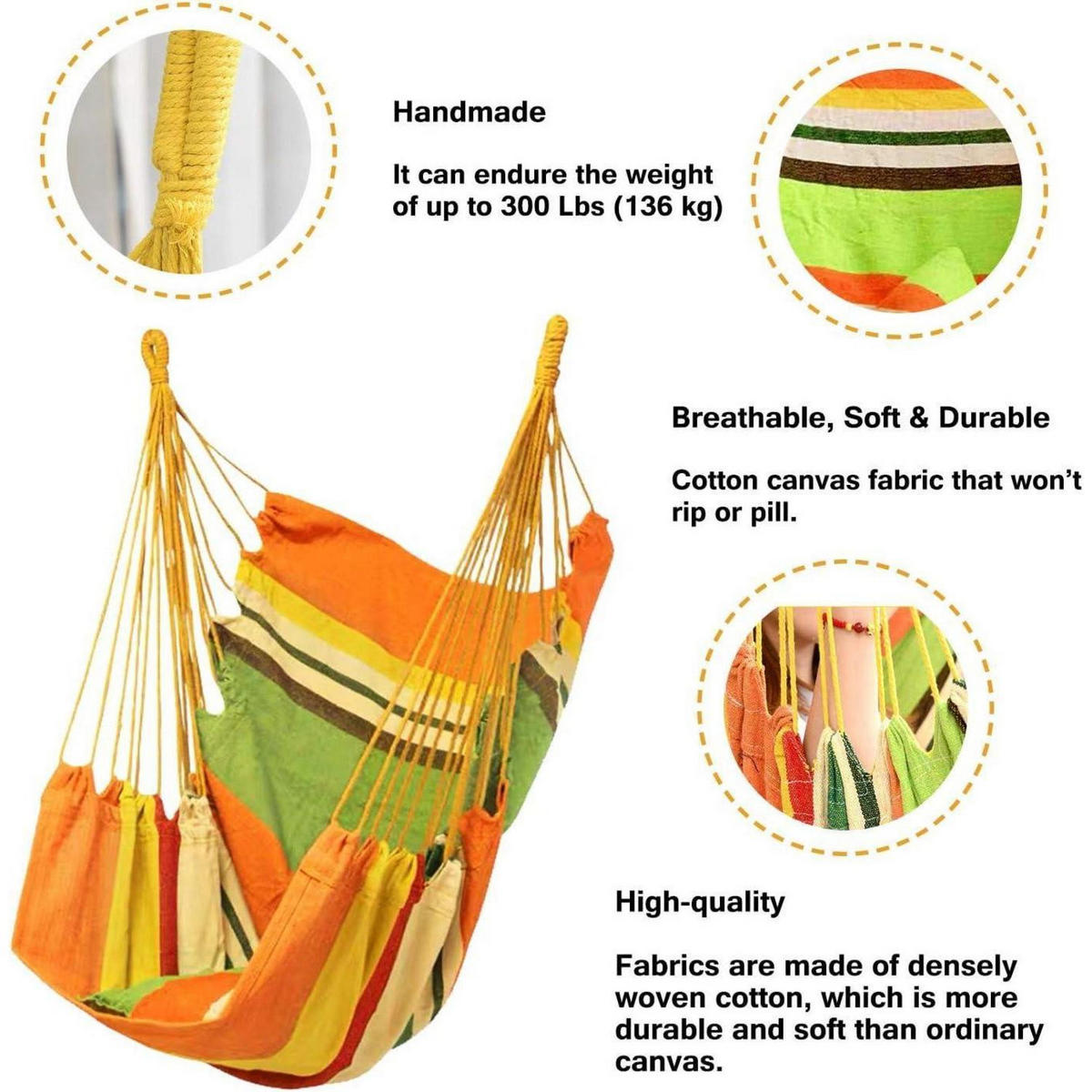 HÄNGEMATTE Outdoor Segeltuch Orange - Multicolor, Textil (7.6/1.5/25.4cm)