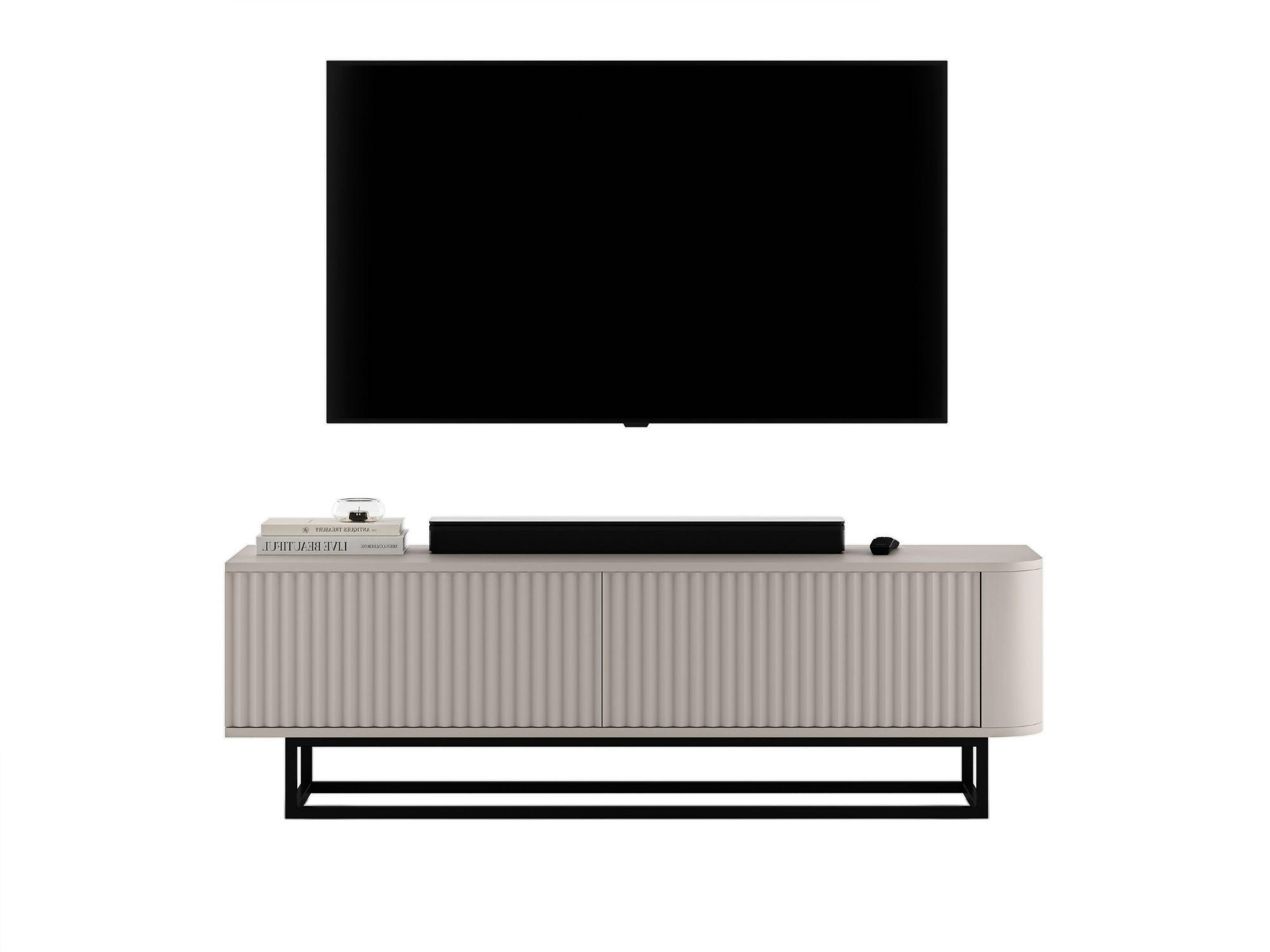 TV STOLÍK Aurora kašmírový matný 140 cm s kovovým rámom - čierna/kašmírová, kov/kompozitné drevo (140/44/35cm) - Meble Lindner