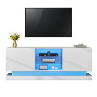 TV-SCHRANK in Weiß matt mit Türen und verstellbarer Glasablage 160/38.5/60 cm - Weiß, Holzwerkstoff (160/60/38.5cm) - Redom