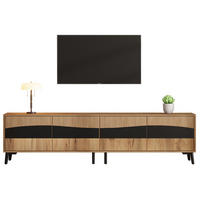 TV-LOWBOARD aus Spanplatte 180x40x50 cm Natur/Schwarz mit 4 Türen und Stauraum - Naturfarben, Holzwerkstoff (180/50/40cm) - IVMEU