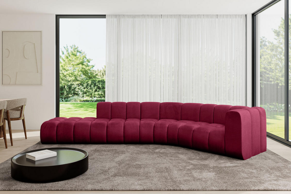 ECKSOFA modulares Sofa Tilmo-L1 - 399x194x70 cm Bordeauxrot - Bordeaux, Holzwerkstoff/Textil (399/194cm) - ALTDECOR