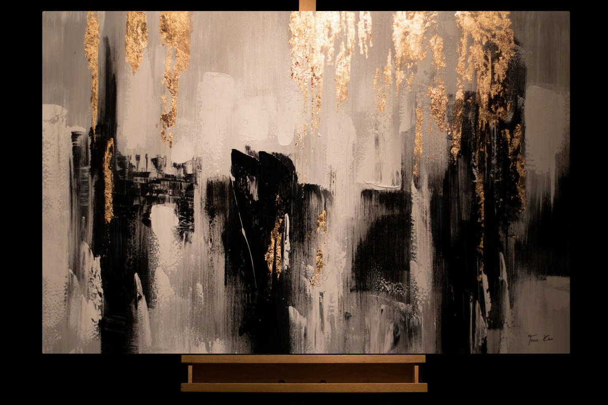 ÖLGEMÄLDE 120/80 cm - Schwarz, Holz/Textil (2.4/80cm) - KUNSTLOFT