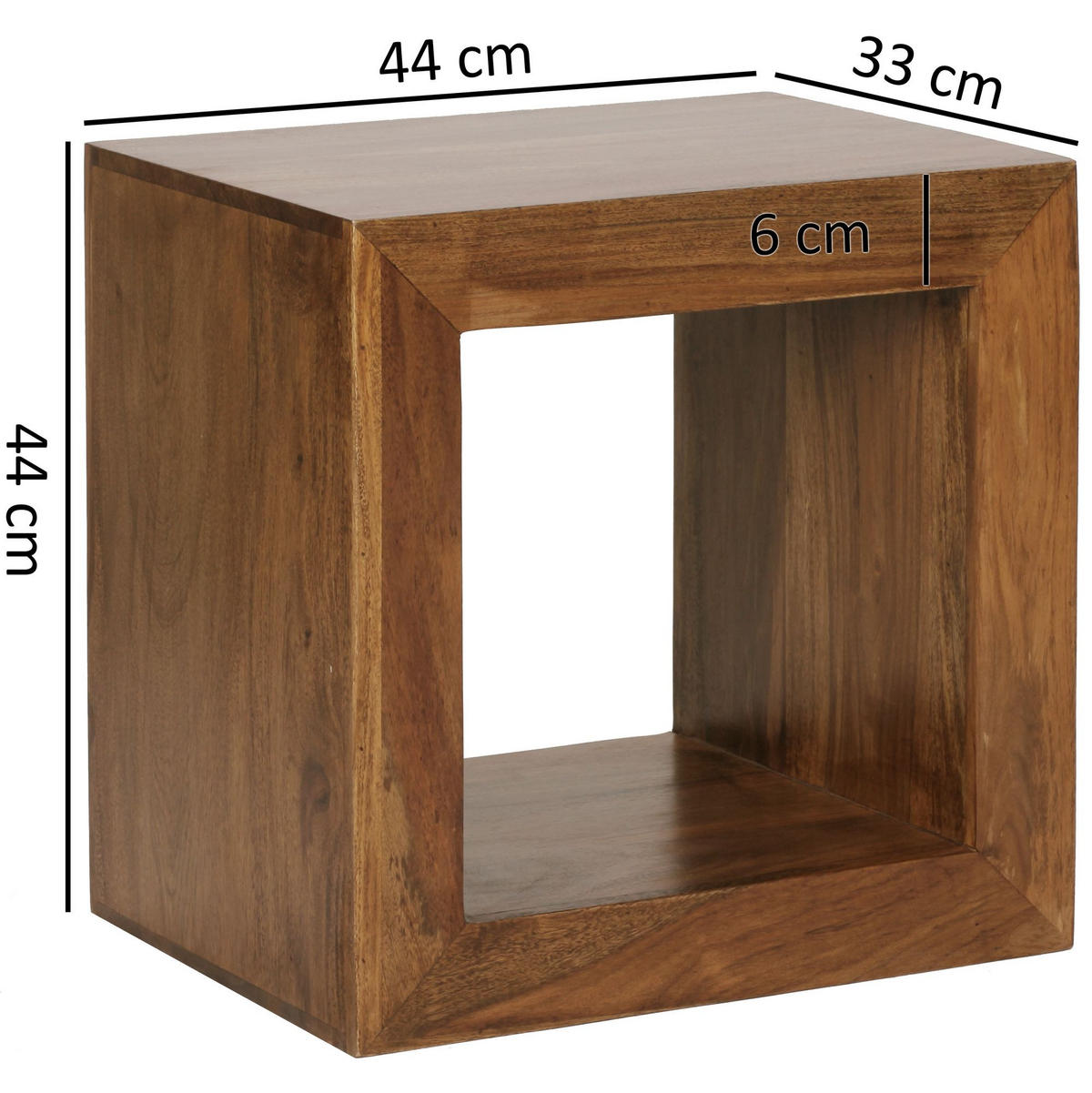 STANDREGAL eckig FABIUS Sheesham Regal - Sheeshamfarben, Holz (44/44/33cm) - tinkaro
