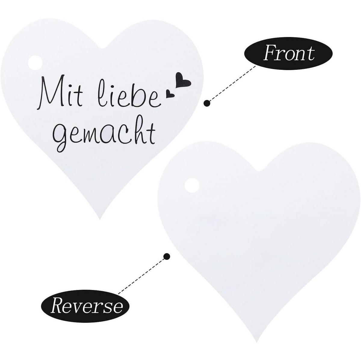 GESCHENKANHÄNGER Herz 100 Stück mit Juteschnur 6 cm Kraftpapier - Weiß, Papier (6/1/6cm)