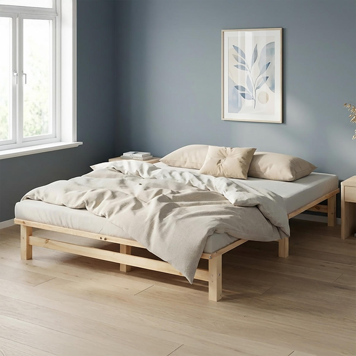 HOLZBETT mit Matratze 160/200 cm natur - Naturfarben, Holz (160/200cm) - Homestyle4u