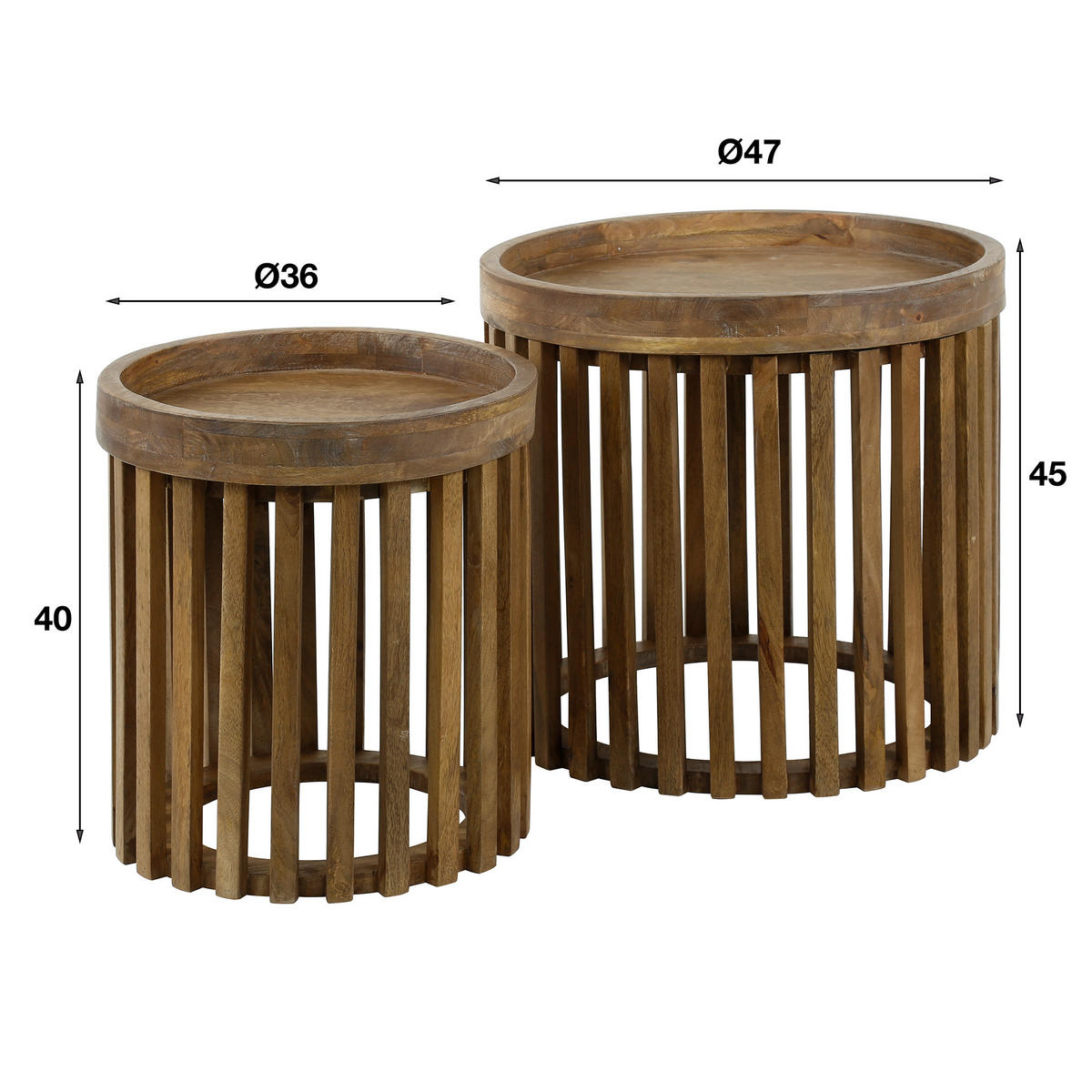 BEISTELLTISCH Tweak Braun 45/45/ 45 cm 2er-Set - Braun, Holz (45/45/45cm) - Hoyz Collection