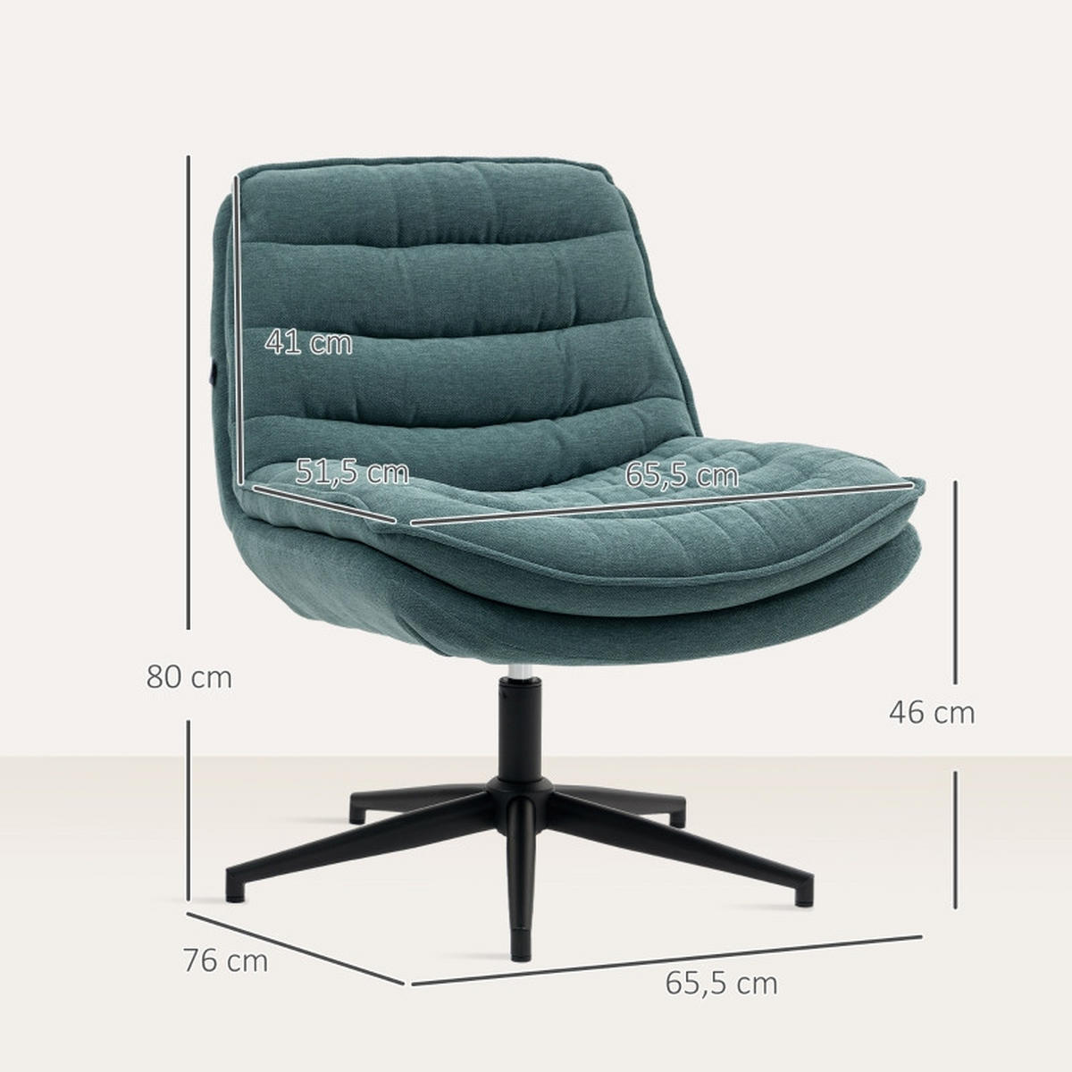 DREHSTÜHLE Leinenoptik Schneidersitz Dunkelgrün - Grün, Metall (65.5/80/76cm) - SHOPENTRA