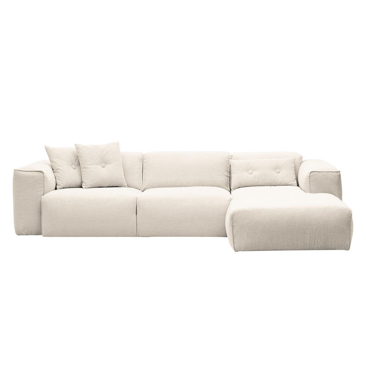 3-SITZER ECKSOFA mit Longchair - Beige/Schwarz, Kunststoff/Textil (284/173cm) - home24