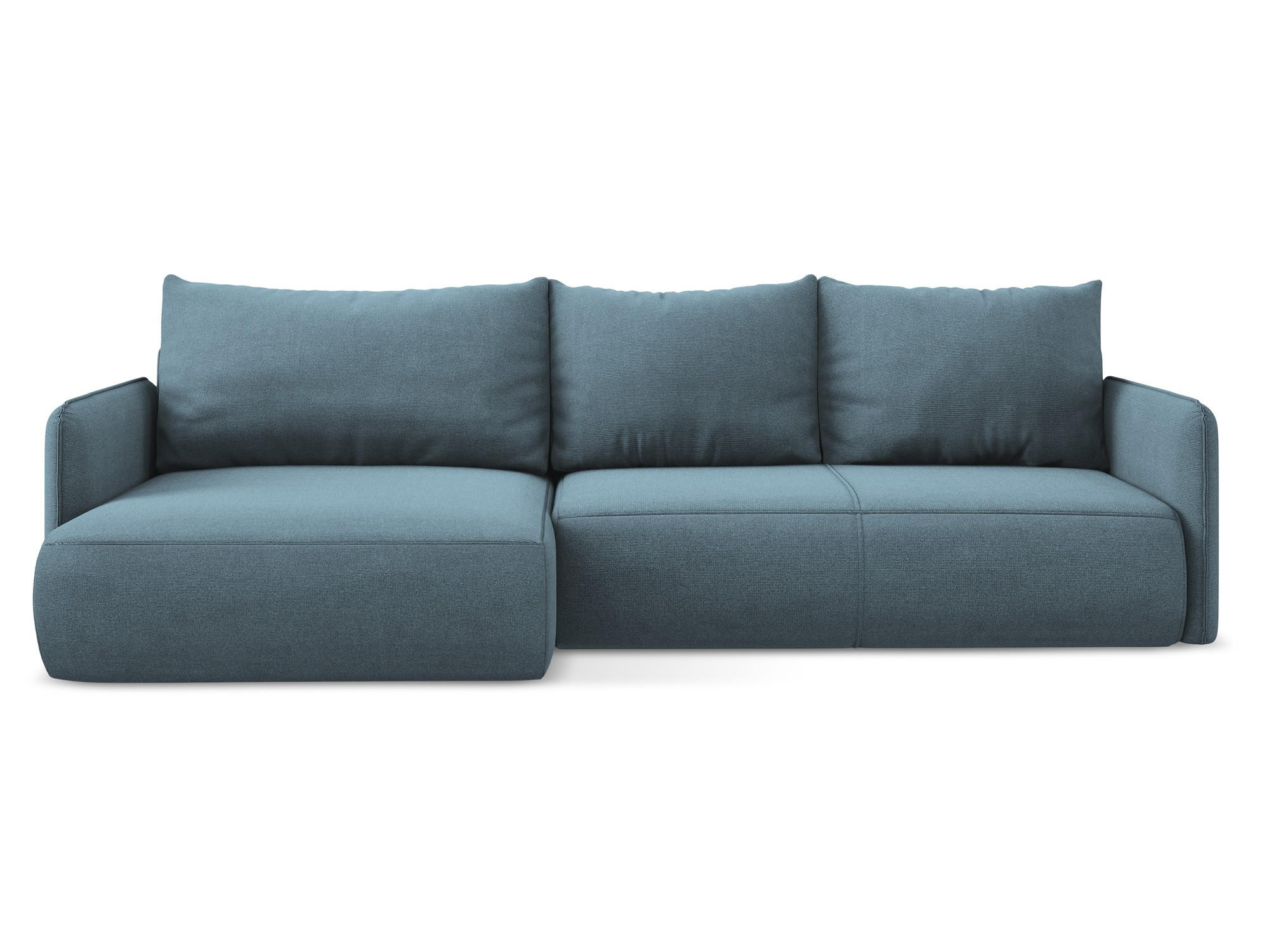ECKSOFA mit Schlaffunktion Strukturstoff Stoff Blau - Blau/Schwarz, Kunststoff/Textil (148/240cm) - Makamii
