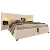 BETT mit Stauraum 160x200 cm Cordstoff Beige USB Type-C - Beige, Metall (160/200cm) - Meubliv